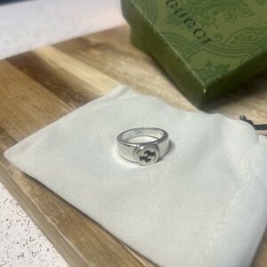 Gucci Silver Ring with Iconic Logo
